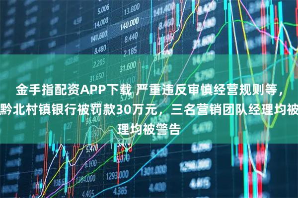 金手指配资APP下载 严重违反审慎经营规则等，绥阳黔北村镇银行被罚款30万元，三名营销团队经理均被警告